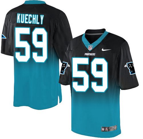 Nike Panthers #59 Luke Kuechly Black/Blue Men's Stitched NFL Elite Fadeaway Fashion Jersey
